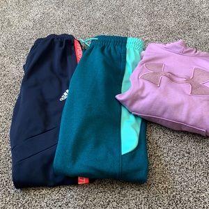 Set of two athletic pants and one hoodie Adidas & Under Armour